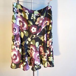 Loft Black and Purple Floral Skirt, Perfect Condition